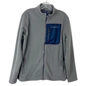 Vineyard Vines Men's S Full Zip‎ Fleece Jacket Gray Blue Zip Pockets